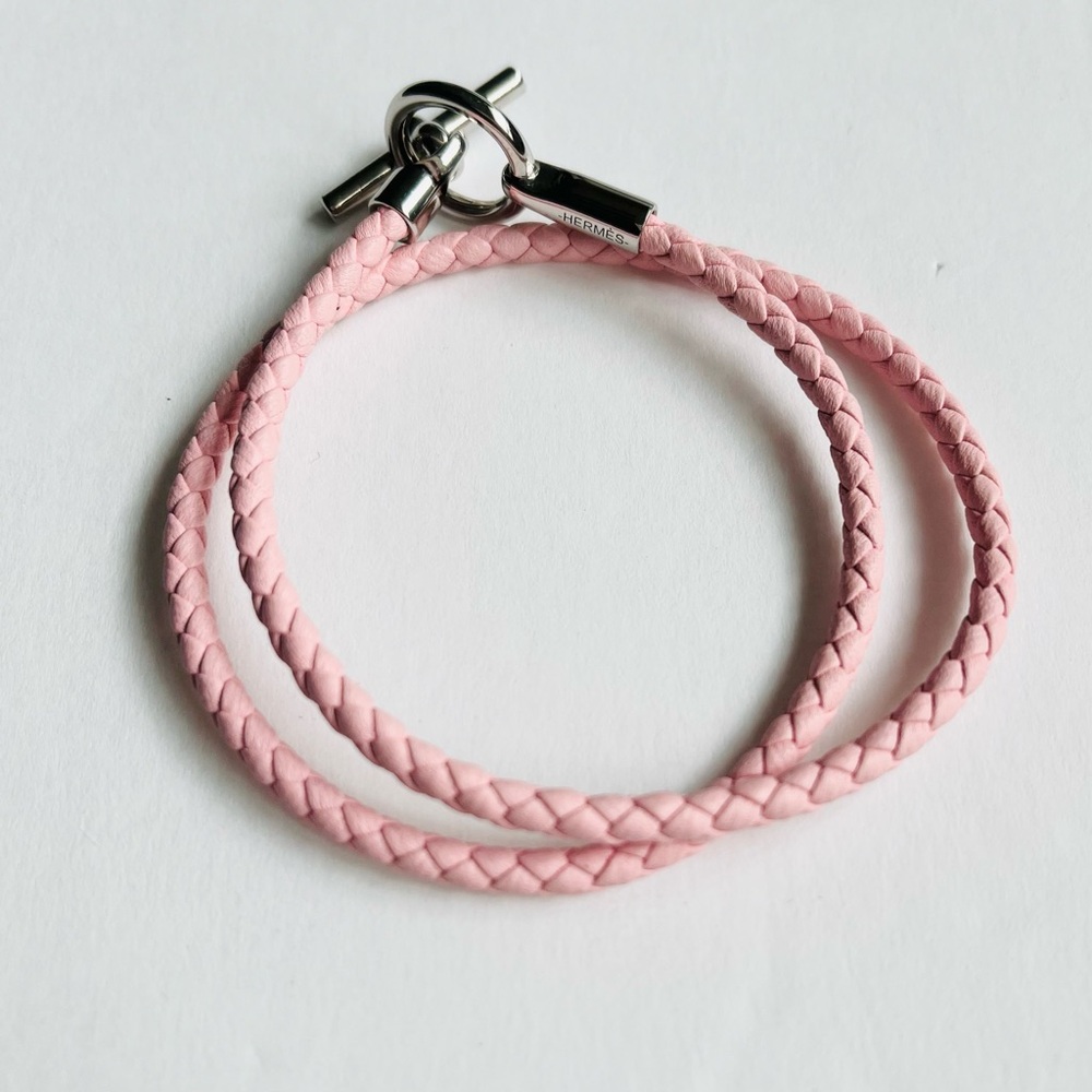 Authentic Hermes Glenan Double Tour Bracelet in Rose Sakura Pink